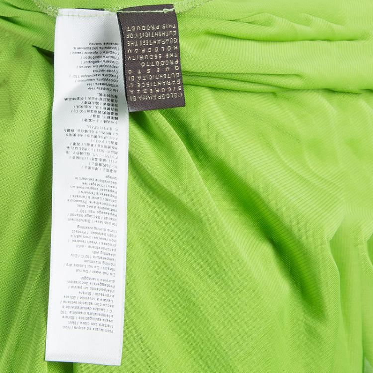 Pre Owned Roberto Cavalli Green Ruched Sleeveless Maxi Dress M