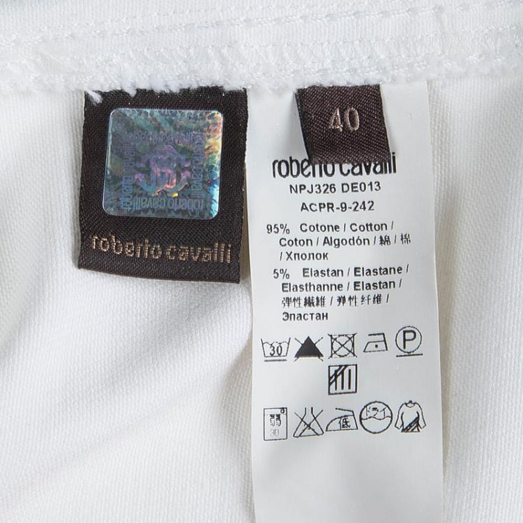 Pre Owned Roberto Cavalli White Denim Mini Skirt S