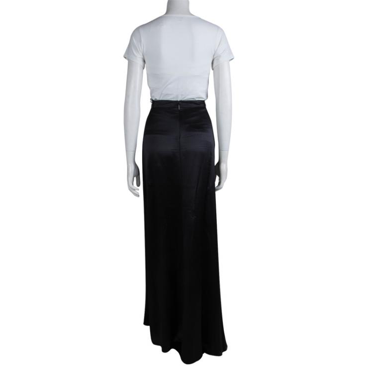 Pre Owned Roberto Cavalli Black Silk Maxi Skirt S