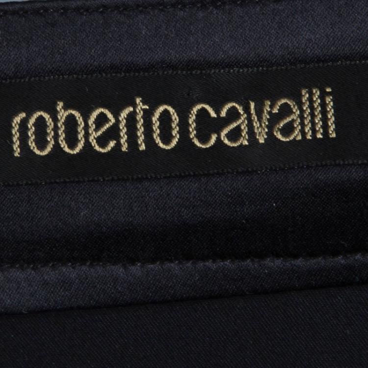Pre Owned Roberto Cavalli Black Silk Maxi Skirt S