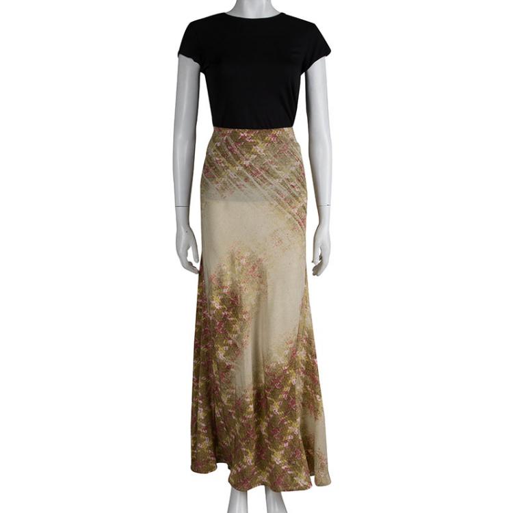 مملوكة مسبقًا Roberto Cavalli Multicolored Silk Printed Maxi Skirt M