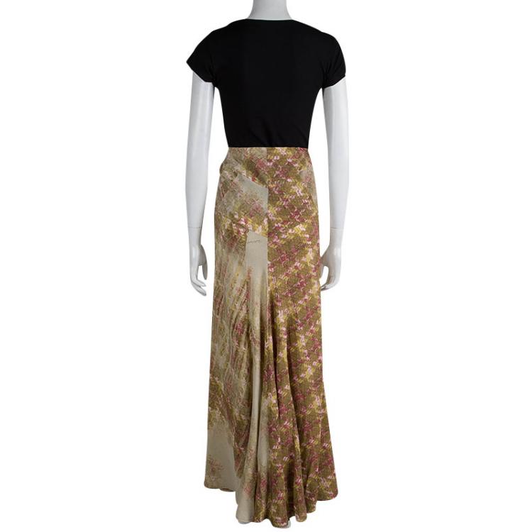 مملوكة مسبقًا Roberto Cavalli Multicolored Silk Printed Maxi Skirt M