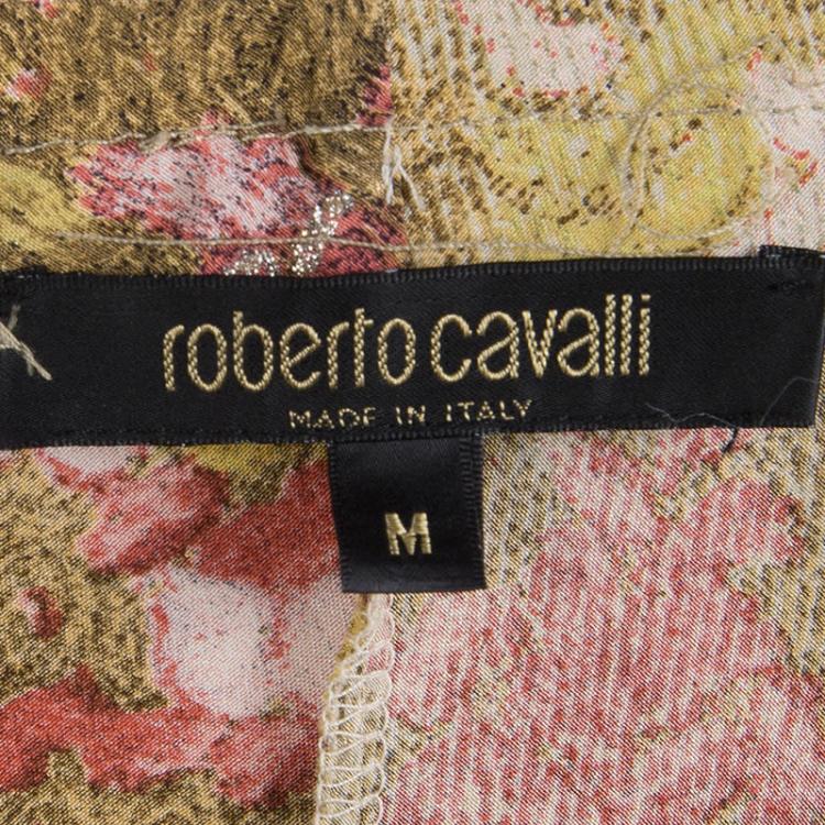 مملوكة مسبقًا Roberto Cavalli Multicolored Silk Printed Maxi Skirt M