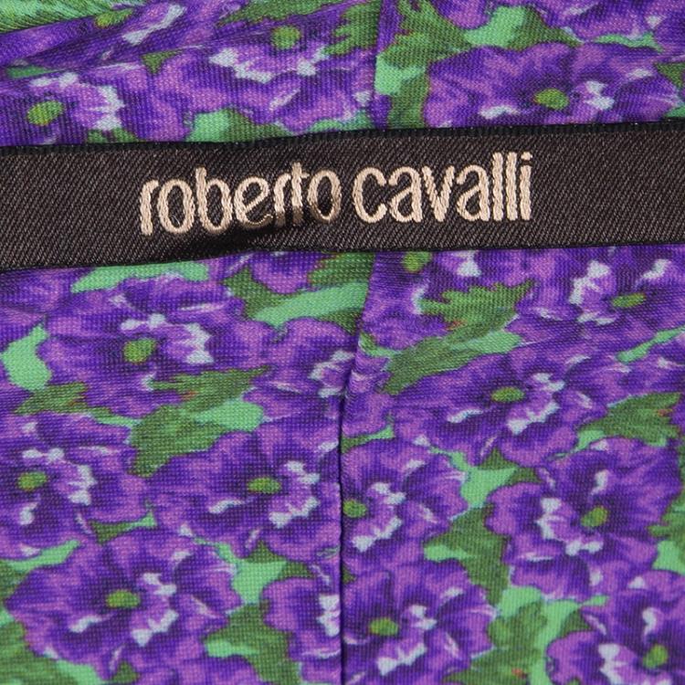 Pre Owned Roberto Cavalli Floral Printed Multicolored Fitted Top S