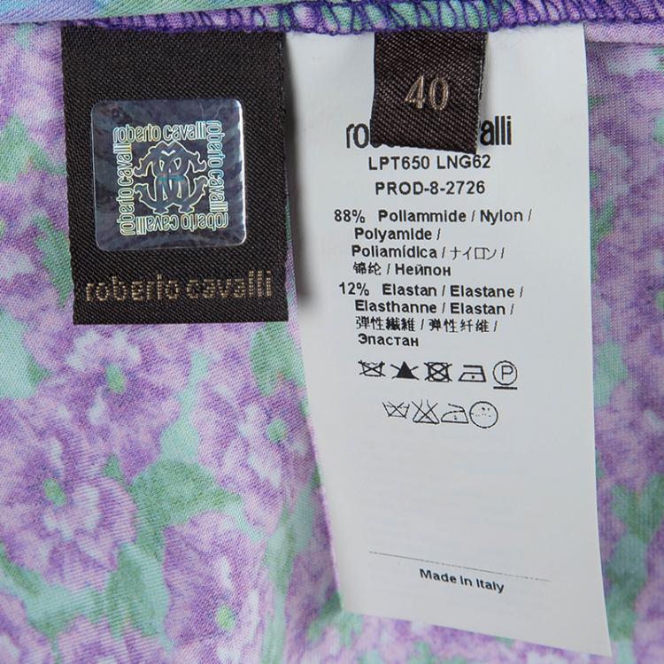 Pre Owned Roberto Cavalli Floral Printed Multicolored Fitted Top S