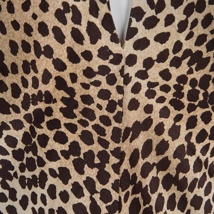 Pre Owned Roberto Cavalli Leopard Print Brooch Detail Halter Dress S
