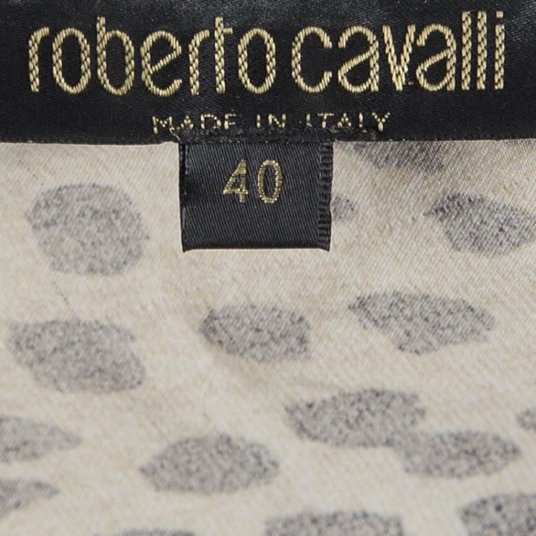 Pre Owned Roberto Cavalli Leopard Print Brooch Detail Halter Dress S
