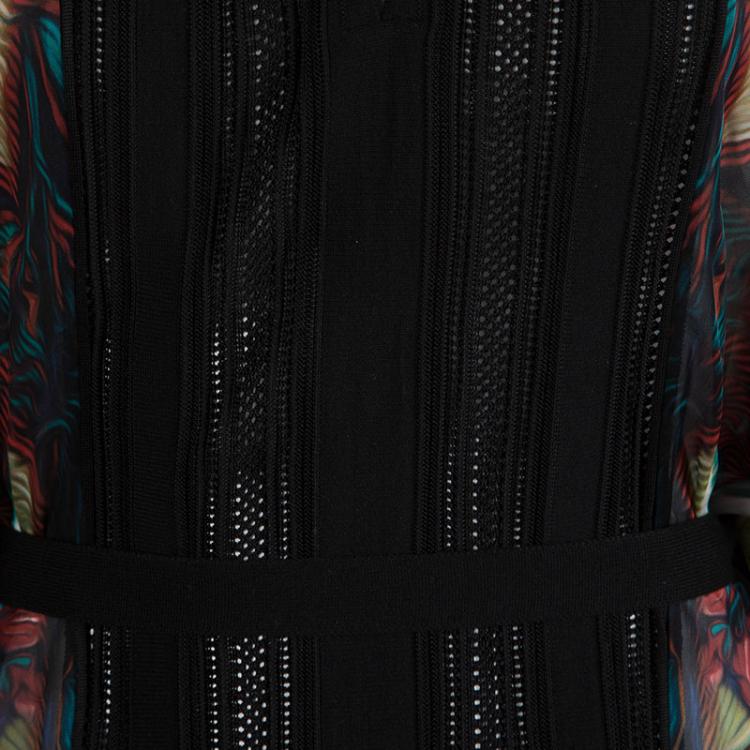 Pre Owned Roberto Cavalli Multicolor Printed Silk Belted Kaftan S