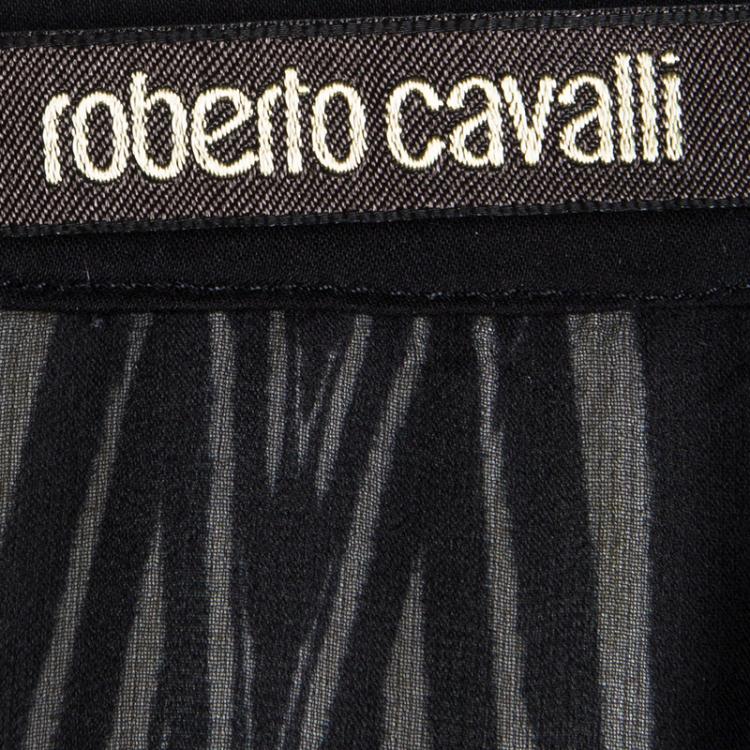 مملوكة مسبقًا Roberto Cavalli Animal Printed Silk Tie Detail Kaftan S
