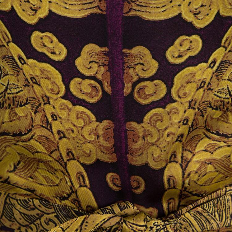 Pre Owned Roberto Cavalli Multicolor Printed Silk Belted Kaftan M