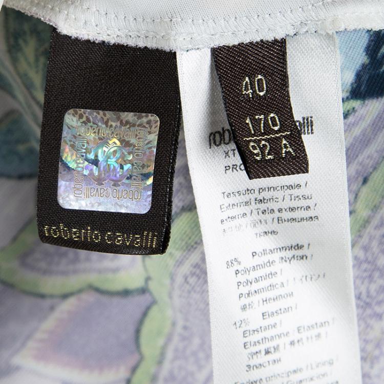 Pre Owned Roberto Cavalli White Floral Print Gown S