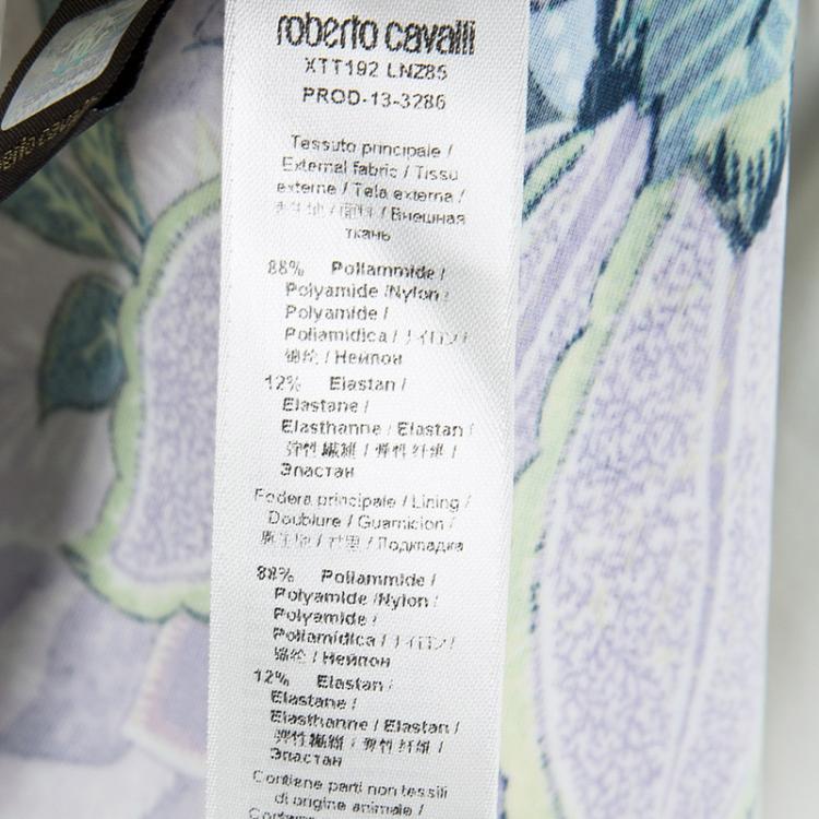 Pre Owned Roberto Cavalli White Floral Print Gown S