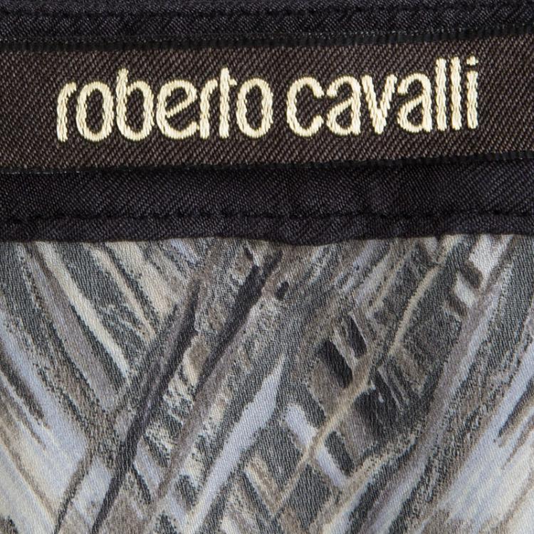 Pre Owned Roberto Cavalli Multicolor Animal Printed Draw String Detail Sheer Top M