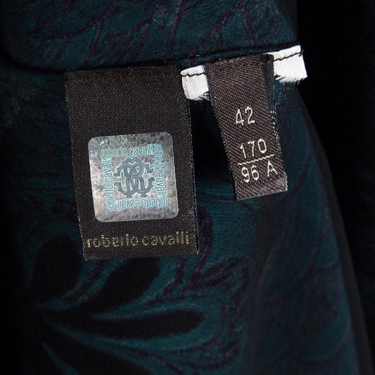 Pre Owned Roberto Cavalli Blue Printed Silk Tie Detail Kaftan Tunic M