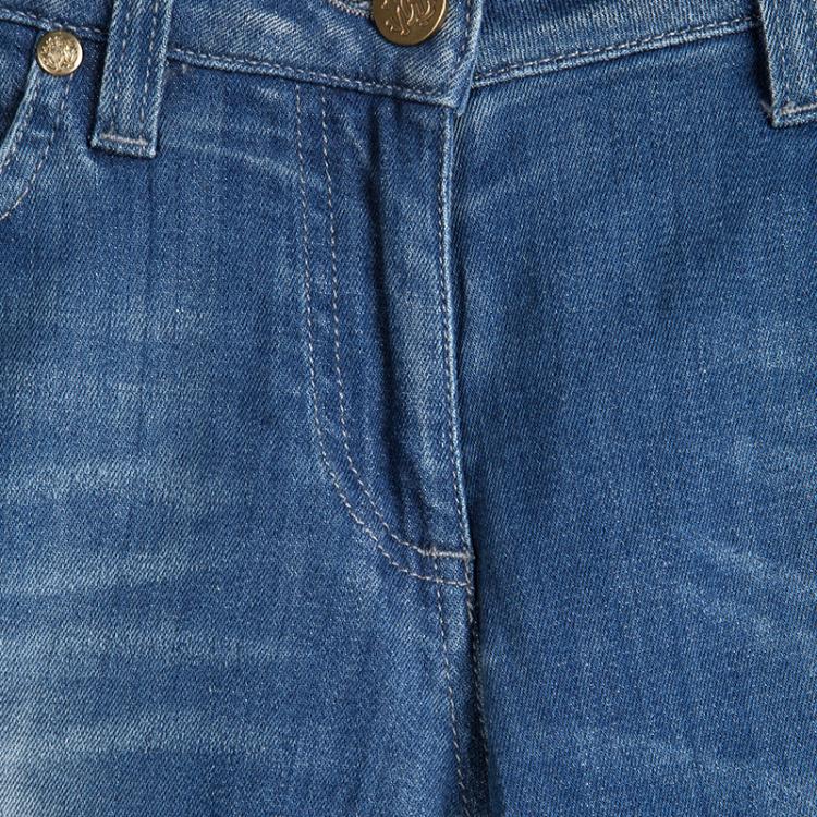 Pre Owned Roberto Cavalli Indigo Light Wash Faded Effect Denim Boot Cut Jeans S
