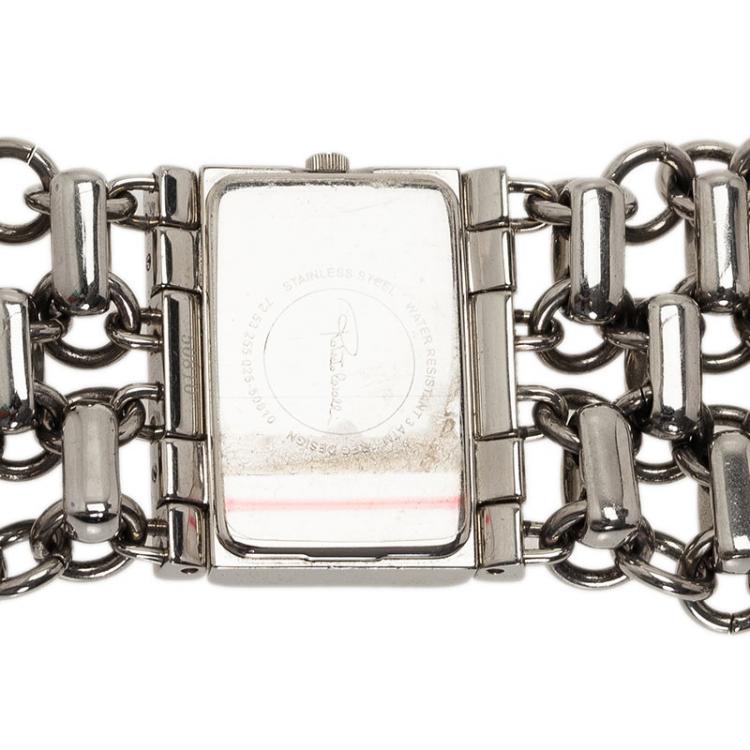 Pre Owned Roberto Cavalli Black Stainless Steel Chain Women's Wristwatch 28MM