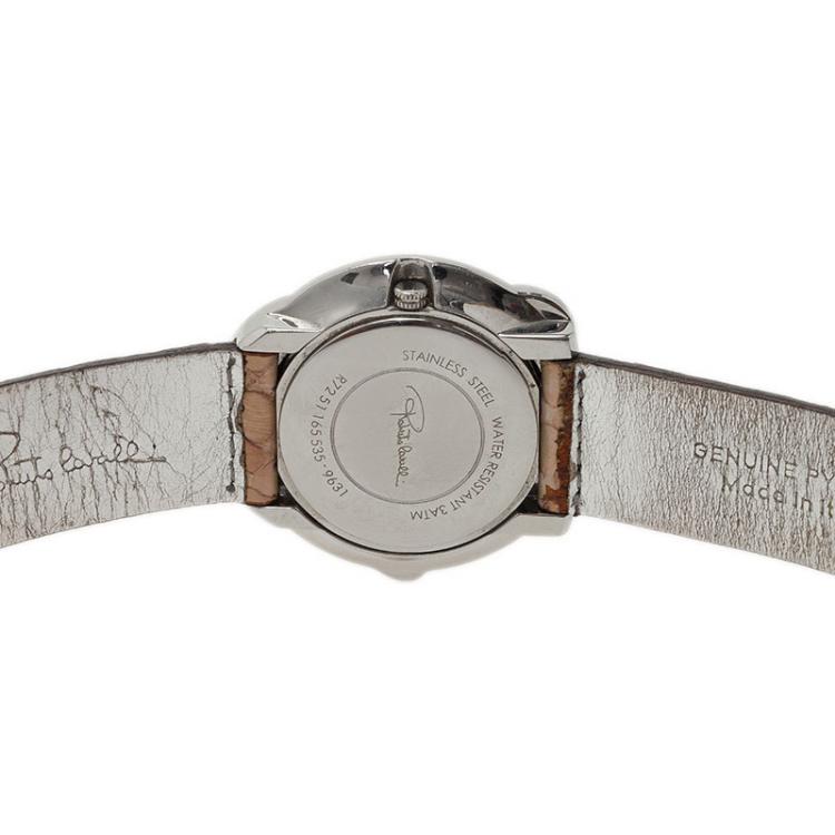 Pre Owned Roberto Cavalli Brown Stainless Steel  Snake Women's Wristwatch 38MM