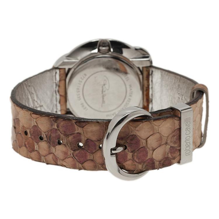 Pre Owned Roberto Cavalli Brown Stainless Steel  Snake Women's Wristwatch 38MM