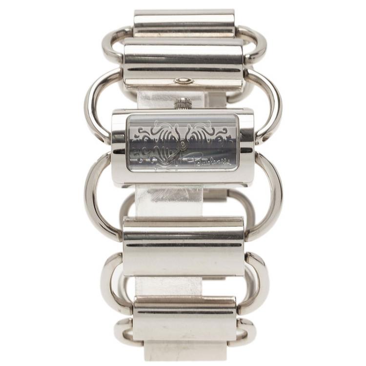 Pre Owned Roberto Cavalli Silver Stainless Steel Classic Women's Wristwatch 27MM