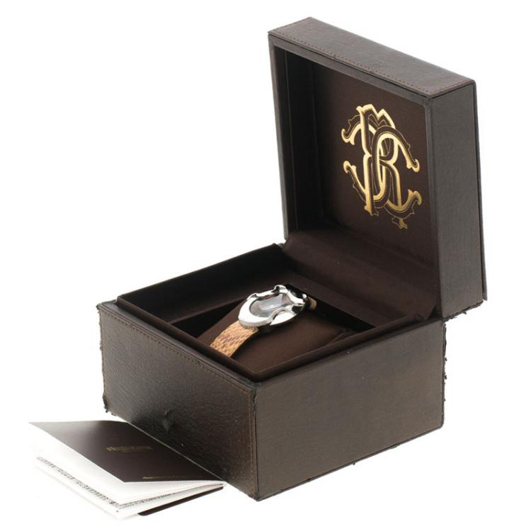 Pre Owned Roberto Cavalli Brown Stainless Steel Snake R7251165535 Women's Wristwatch 38MM