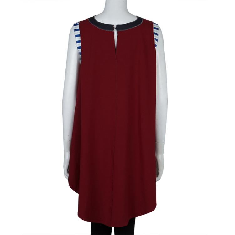 Pre Owned Roksanda Ilincic Burgundy Jersey High Low Hem Sleeveless Top M