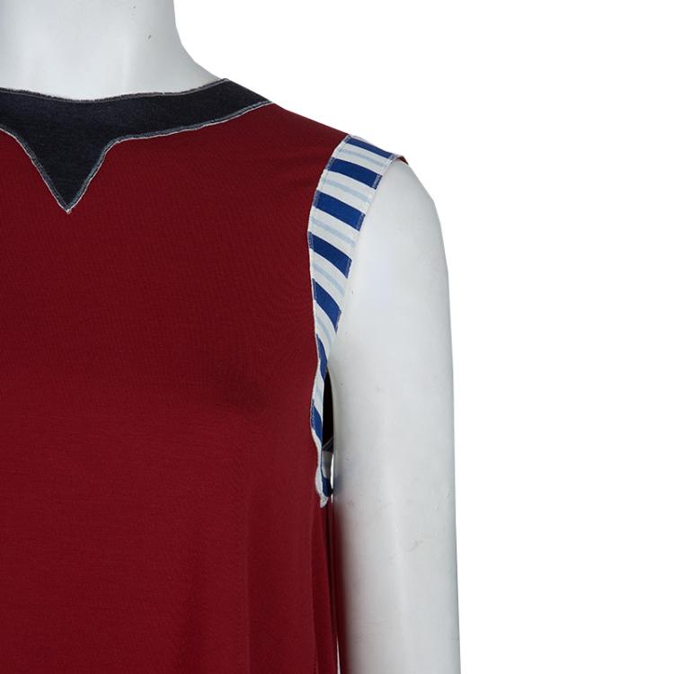 Pre Owned Roksanda Ilincic Burgundy Jersey High Low Hem Sleeveless Top M