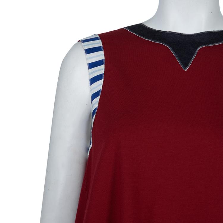 Pre Owned Roksanda Ilincic Burgundy Jersey High Low Hem Sleeveless Top M