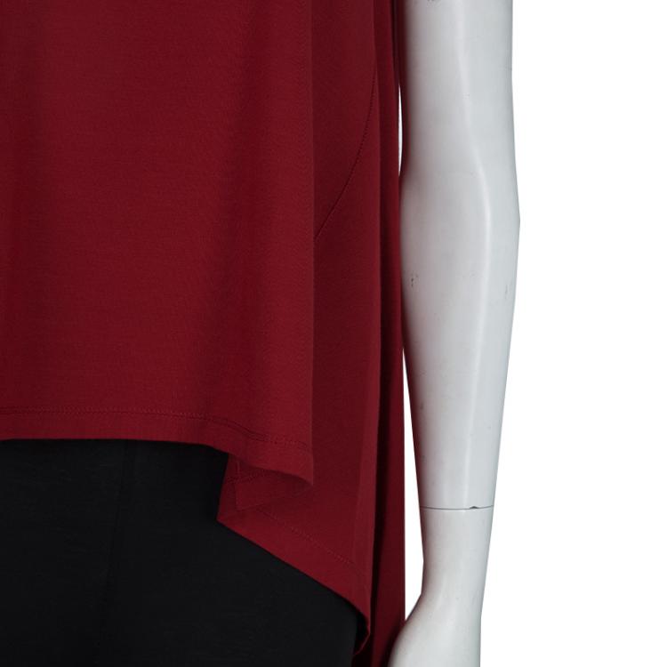 Pre Owned Roksanda Ilincic Burgundy Jersey High Low Hem Sleeveless Top M