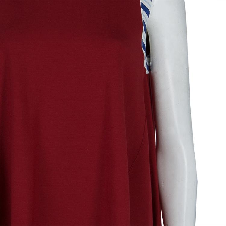 Pre Owned Roksanda Ilincic Burgundy Jersey High Low Hem Sleeveless Top M