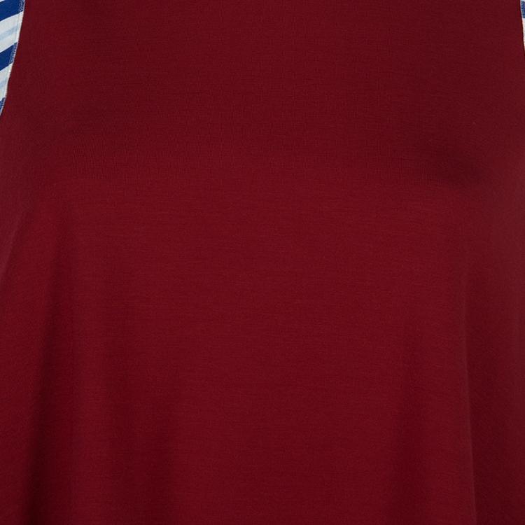 Pre Owned Roksanda Ilincic Burgundy Jersey High Low Hem Sleeveless Top M