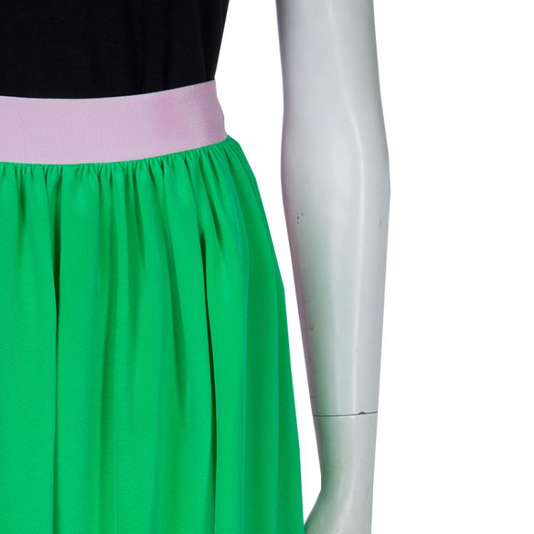 Pre Owned Roksanda Ilincic Neon Green and Pink Paneled Maxi Skirt M
