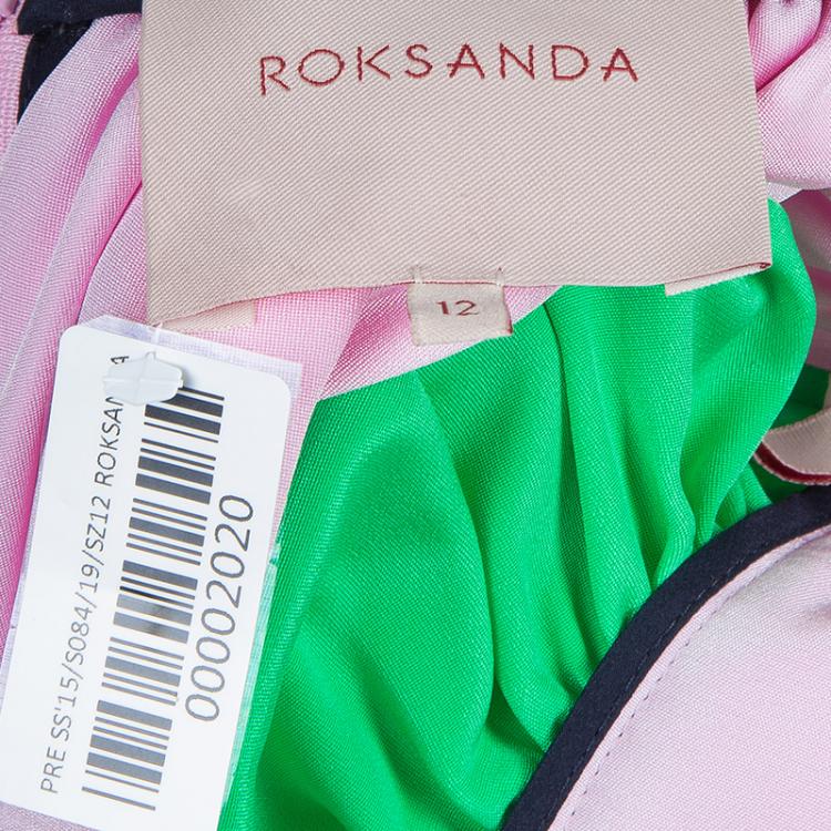 Pre Owned Roksanda Ilincic Neon Green and Pink Paneled Maxi Skirt M