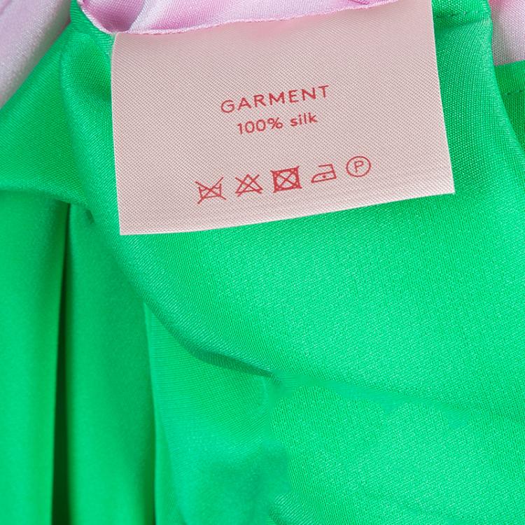 Pre Owned Roksanda Ilincic Neon Green and Pink Paneled Maxi Skirt M