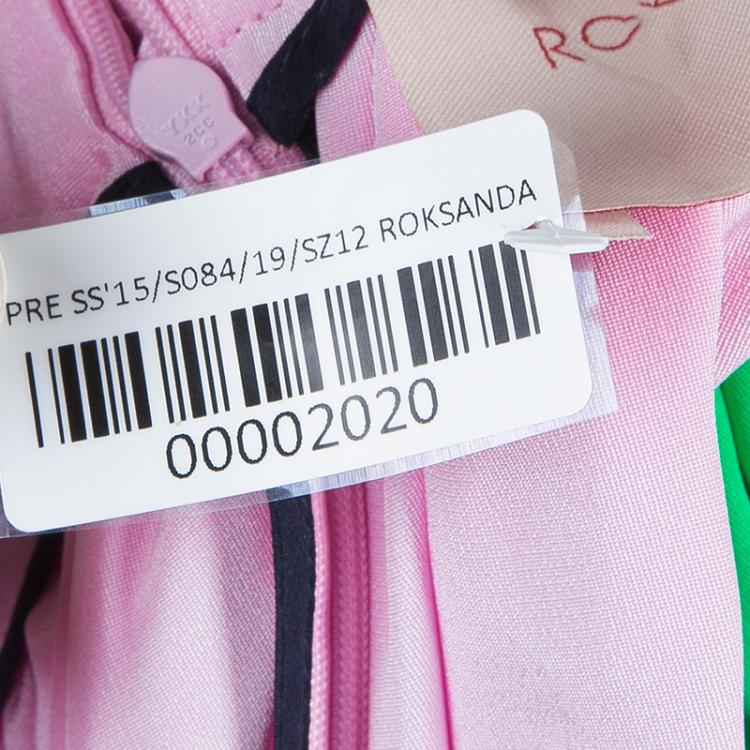 Pre Owned Roksanda Ilincic Neon Green and Pink Paneled Maxi Skirt M