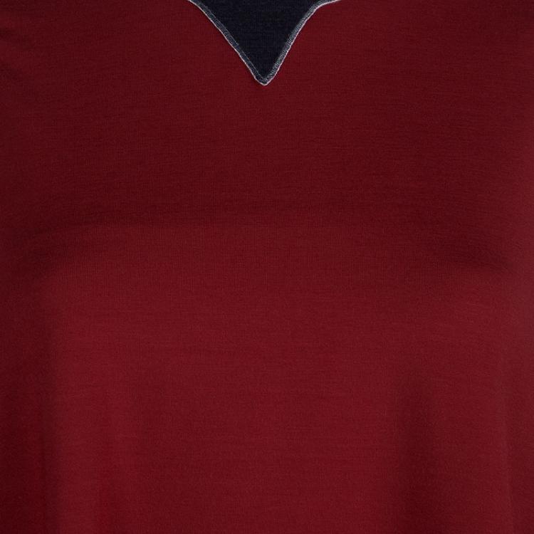 Pre Owned Roksanda Ilincic Burgundy Jersey High Low Hem Sleeveless Top M