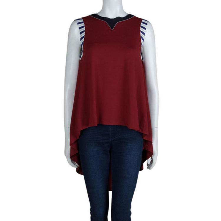 Pre Owned Roksanda Ilincic Burgundy Jersey High Low Hem Sleeveless Top S