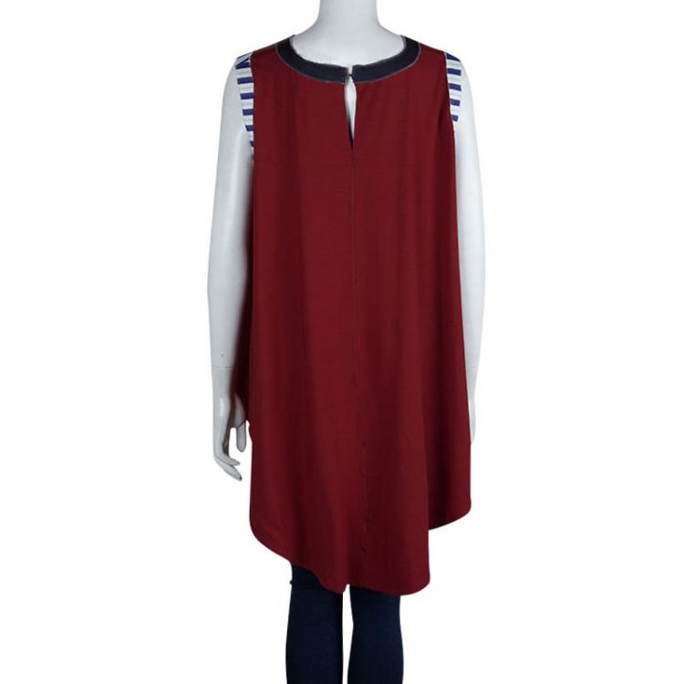 Pre Owned Roksanda Ilincic Burgundy Jersey High Low Hem Sleeveless Top S