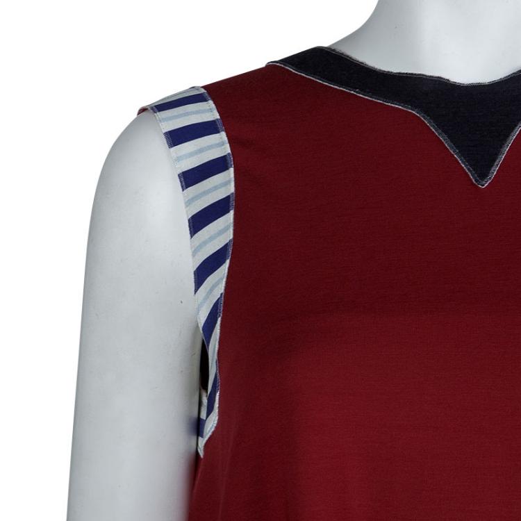 Pre Owned Roksanda Ilincic Burgundy Jersey High Low Hem Sleeveless Top S