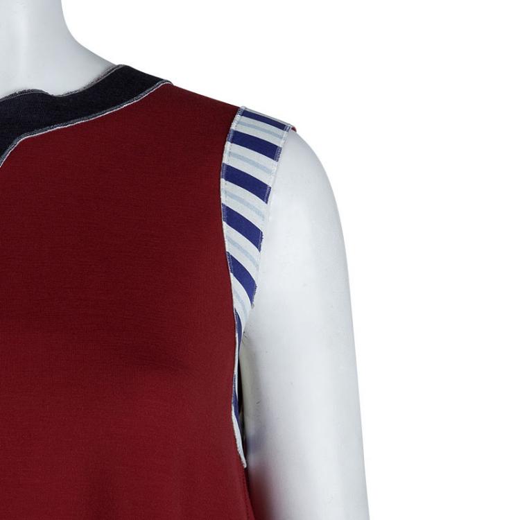 Pre Owned Roksanda Ilincic Burgundy Jersey High Low Hem Sleeveless Top S