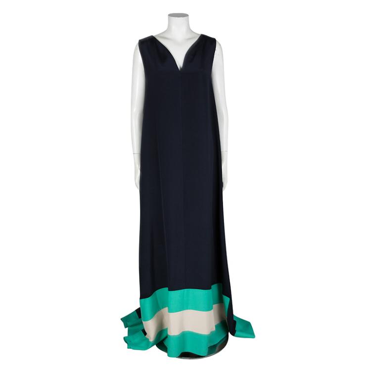 Pre Owned Roksanda Ilincic Colorblock High Low Sleeveless Maxi Dress L