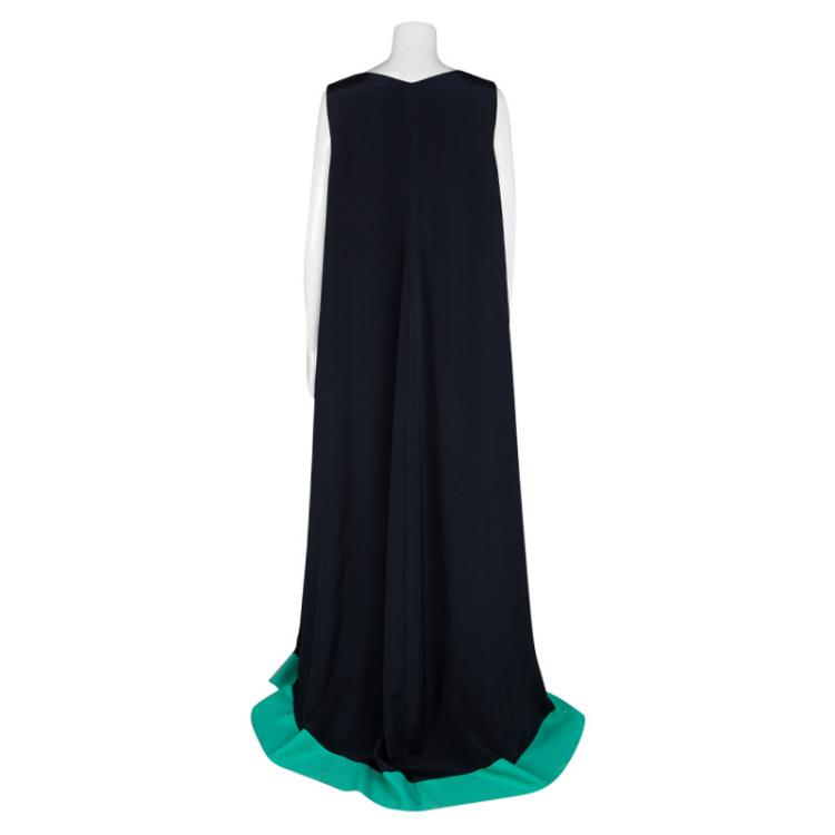 Pre Owned Roksanda Ilincic Colorblock High Low Sleeveless Maxi Dress L