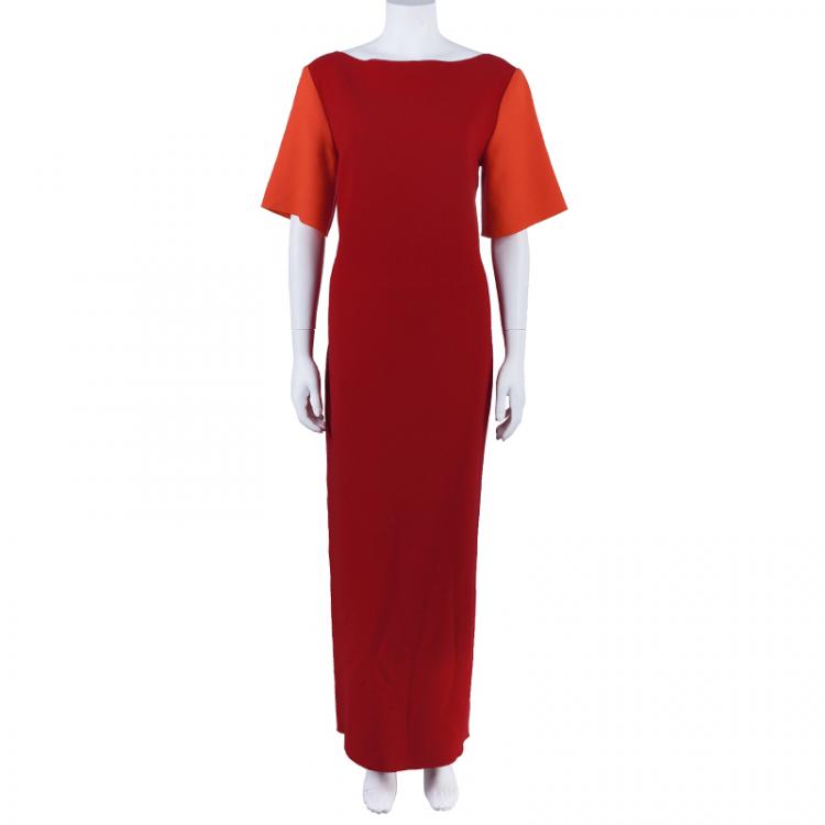 Pre Owned Roksanda Ilincic Colorblock Crepe Long Dress M
