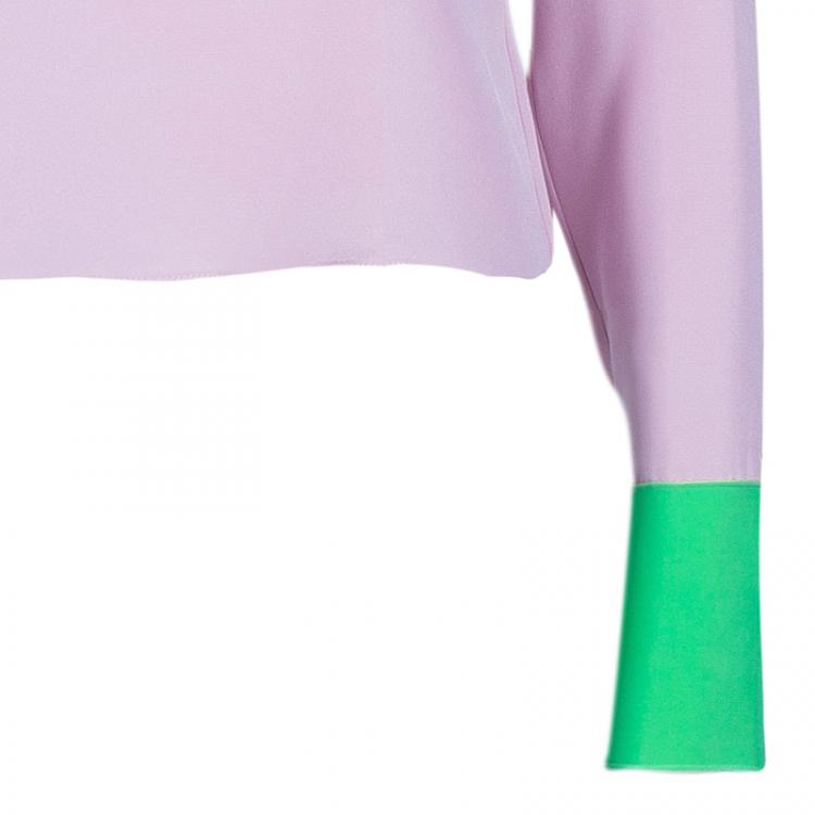 Pre Owned Roksanda Ilincic Pink Contrast Cuff Long Sleeve Silk Top M