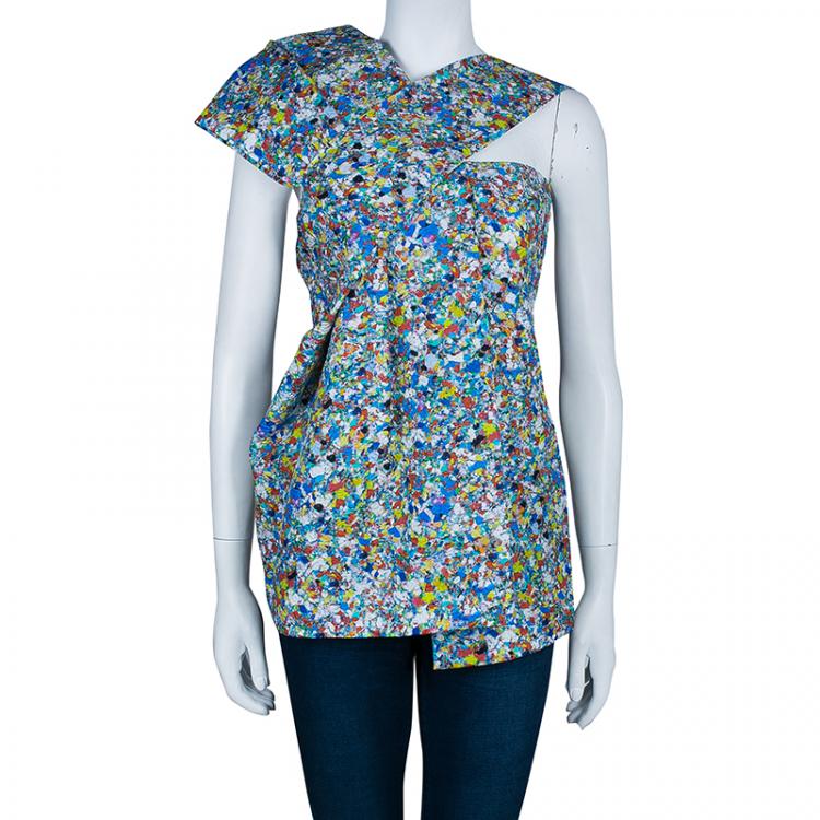 Pre Owned Roksanda Ilincic Multicolor Print Asymmetric Sleeveless Top S