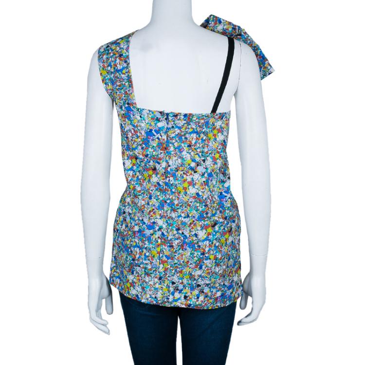 Pre Owned Roksanda Ilincic Multicolor Print Asymmetric Sleeveless Top S