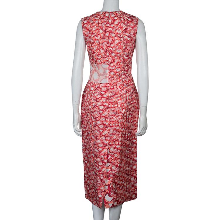 Pre Owned Roksanda Ilincic Orange Printed Sleeveless Silk Dress M
