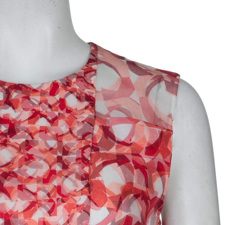 Pre Owned Roksanda Ilincic Orange Printed Sleeveless Silk Dress M