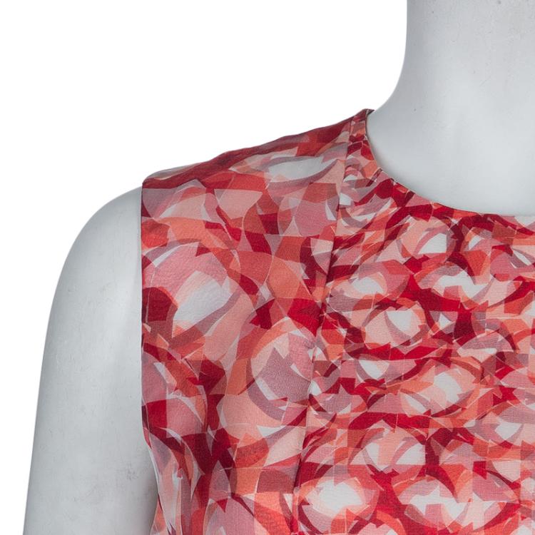 Pre Owned Roksanda Ilincic Orange Printed Sleeveless Silk Dress M