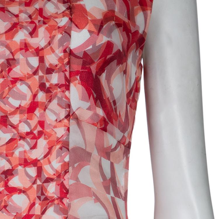 Pre Owned Roksanda Ilincic Orange Printed Sleeveless Silk Dress M