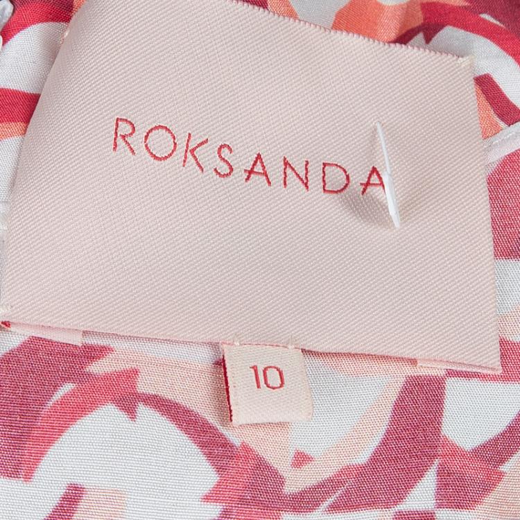 Pre Owned Roksanda Ilincic Orange Printed Sleeveless Silk Dress M